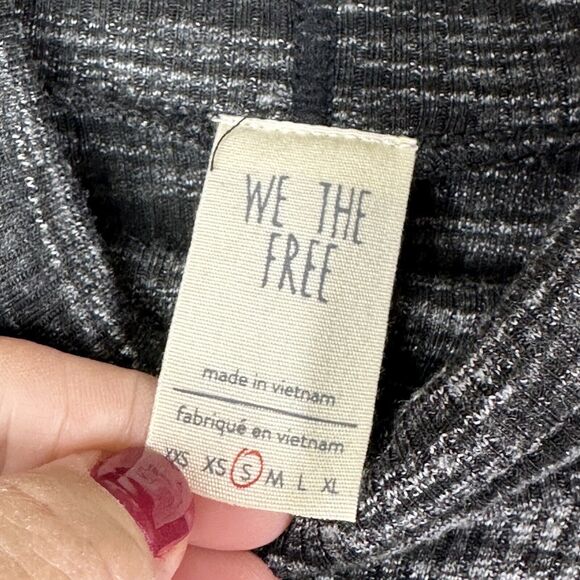 We The Free Stone Cold Split Back Long Sleeve Turtleneck Tunic Top Black Gray S - Picture 5 of 13